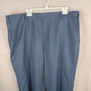 Jos A Bank Men's Dress Pants 42W 32L Blue Expandable Waist Tailored Fit Office